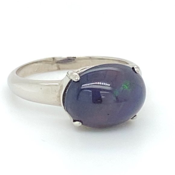 Blue Opal 2.90ct Platinum Solid Silver Ring - Picture 3 of 7